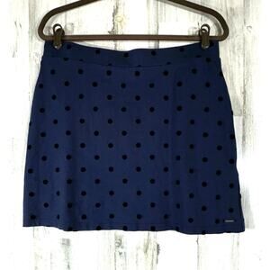 Joules Navy Blue Mini Skirt Size 10 32” Inch Waist‎ Black Velvet Polka Dots